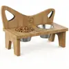 Suporte de Alimentação Duplo para Cães Transfronteiriço com Tigelas Removíveis de Madeira Maciça para Comida e Água de Gatos Proteção da Vértebra Cervical Suporte de Tigelas de Comida e Água para Gatos e Cães com Bacia