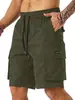 Amazon TEMU Estación Independiente Transfronterizo 2024 Nuevos Pantalones Cortos de Trabajo con Cintura de Cordón y Múltiples Bolsillos para Hombre