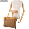 Bolso de mano informal para mujer, bandolera de lona impermeable con primera capa de piel auténtica, bolso de hombro de color liso, rebosante