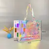 Bolsa Láser Colorida Bolso de Mano Jelly Láser TPU Bolso Láser Versátil de Moda Bolso de Mano Transparente de PVC