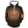 Venda direta estação independente fornecimento série Halloween casais abóbora caveira estampa 3D masculino solto suéter chapéu
