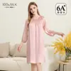 Bata de Noche de Seda Estilo Francés para Mujer de Primavera y Verano, Vestido Holgado y Cómodo de Seda 100% de Alta Gama, Bata para Estar en Casa