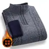 Nuevo suéter casual de punto para hombre de otoño e invierno, versátil, forro polar, media cremallera, cuello alto, suéter moderno