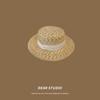 Sombrero de paja de copa plana estilo japonés para mujer, nuevo de verano para viajes, versátil, protección solar, sombrero para el sol, vacaciones en la playa junto al mar
