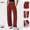 Novas Calças Esportivas Listradas Color Block de Alta Elasticidade, Corte Reto Solto, Cintura Alta, Secagem Rápida, Alongamento das Pernas, para Corrida, Treinamento, Yoga