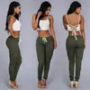 Calça Casual com Bolsos Múltiplos e Cordão para Mulheres Europeias e Americanas 2025Wish 8509 #