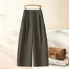 Pantalones militares de pierna curva de estilo explosivo popular este año para mujer otoño 2026 nuevos de cintura alta estilo old money pantalones rectos de pierna ancha