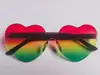 Gafas de sol sin montura en forma de corazón de color gelatina, Gafas de una sola pieza en forma de corazón, Colores deslumbrantes, Estilo transfronterizo