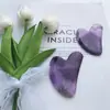 Cuidado Facial de Amatista Cristal de Jade Gua Sha Masajeador de Pulgar en Forma de Cuerno para Desobstrucción de Meridianos