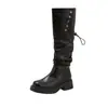 Preço Especial de Liquidação~ Botas de Cavaleiro Baratas para Mulheres 2026 Novas Botas Longas Vintage de Salto Grosso de Cano Alto com Fivela de Cinto