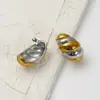 Pendientes Retorcidos Europeos y Americanos Transfronterizos de Acero Inoxidable Color Oro 18K Bloqueados por Color para Mujer, Pendientes Versátiles de Alta Gama de Acero de Titanio, Al por Mayor en Stock