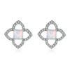 Moda europea y americana hueco platino cuadrado blanco Aobao + pendientes de encaje de diamantes blancos pendientes de mujer una generación de cabello