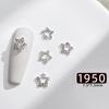 Decoraciones de Arte de Uñas de Estrella de Cinco Puntas Brillantes, Metal Hueco Transfronterizo con Pedrería Incrustada de Aleación, Pedrería de Estrella para Uñas DIY, Accesorios para Uñas