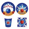 Mm204 Bola de Boliche Esportiva Tema Festa de Aniversário Louça para 8 Pessoas 4 Peças Prato de Papel Copo de Papel