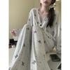 Pijama Retro con Estampado Integral Dulce Floral para Mujer, Cárdigan de Verano 2025, Nuevo Traje Holgado para Casa, Pantalones de Manga Larga