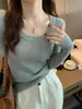 Suéter gris para mujer, nuevo estilo primavera y otoño, cuello redondo, camiseta básica, ropa interior, tacto de alta gama, cuello bajo, ajuste ceñido, top de punto