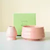 Tazón de té japonés Nuevo Rosa Hecho a mano Retro Roscado Tazón de Matcha Cerámica Tazón de Burbuja Seca Herramienta de té Accesorios