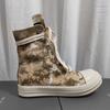 Sapatos Casuais de Cano Alto Masculinos Europeus e Americanos High Street Jeans Lavado Respiráveis Verão Solado Grosso Aumento de Altura Sapatos de Lona Tênis Masculinos