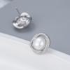 Pendientes de perlas de agua dulce de plata esterlina S925 de origen transfronterizo de Europa y Estados Unidos, pendientes de circonita con microincrustaciones de moda simples, accesorios de bricolaje