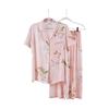 Cardigan Estampado Fresco y Elegante de Manga Corta, Shorts de Algodón y Seda Personalizados para Mujer, Traje para Casa, Pijama, Lujo Ligero