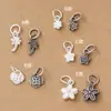 Pingente S925 de prata de lei maciça em formato de mini coqueiro, flor, flor de pessegueiro e estrela, adequado para montagem de pulseiras/tornozeleiras DIY