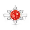 Anel de Girassol Colorido com Pedras Preciosas para Mulheres, Venda Quente em Transmissão ao Vivo, Banhado a Ouro Real com Incrustação de Diamante de Alto Carbono, Anel Moderno e Único com Corte de Fogos de Artifício