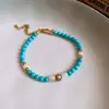 Pulseira de Pérolas de Água Doce Imitação com Contas de Concha de Pinheiro Estilo Étnico Retrô Simples Nicho Versátil Elegante Joia de Mão de Alto Padrão para Mulheres