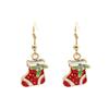 Amazon Cross-Border Ins Export Serie Navideña Pendientes Pendientes de Anciano Árbol Pendientes de Muñeco de Nieve Bastón Luna para Mujer