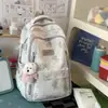 Mochila Grande para Estudante Mochila Tie-dye de Ursinho Fofo Bolsa de Ombro Dupla Doce Fresca Mochila Versátil Mochila para o Dia a Dia