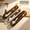 Colheres de aço inoxidável 304 com design de imitação de grão de madeira, talheres para crianças e adultos, colheres para comer e beber, conjunto doméstico de grau alimentício