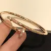 Popular Pulsera de Gipsofila Versión Alta Versión Estrecha para Mujer Gruesa Chapada en 18K Dos Filas de Pulsera de Amor de Diamante Pulsera Exportación Venta al por Mayor