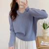 Decote em V Macio Cera Preguiçoso Estilo Top de Malha Mulheres Outono Novo Estilo Casual Pulôver Curto Suéter Grosso