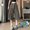 Calça Cropped Wide-Leg de Algodão Lavado com Design de Nicho Tendência Verão 2026 Nova Moda Versátil Retro Calça de Trabalho para Mulheres