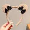 Diadema de peluche de dibujos animados linda y adorable para niñas, diseñada para lavarse la cara, evitar que el cabello se resbale y perfecta para tomar fotografías
