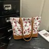 Bolsa feminina 2026 primavera nova bolsa de compras, grande capacidade, estampa de cereja, bolsa tote moderna e simples, bolsa de mão