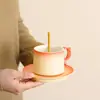 Taza de café de cerámica de alta gama, exquisita, estilo ins, con cuchara y platillo, juego de regalo, taza transfronteriza, regalo de empresa