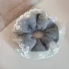 Cor Café Cinza Acabamento de Renda de Alta Qualidade Scrunchie de Camada Dupla Estilo Coreano Prendedor de Cabelo Coque Acessório de Cabelo para Mulheres