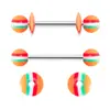 Juego mixto de 12 colores de junta de color transfronteriza, perforación de uña de acrílico tipo lengua, anillo para pezón, joyería para uñas de tira, venta al por mayor