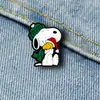 Nova Mochila Snoopy Bolsa Escolar Bolsa de Lona Broche Emblema Acessórios Decorativos Borracha Macia Desenho Animado Fofo Pin de Broche