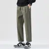 Calça de Trabalho Estilo Americano Danbaoni para Homens, Nova de Algodão para o Verão, Afunilada, Slim Fit, Versátil, de Perna Reta com Cintura de Cordão.