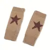 Guantes Negros de Estrella de Cinco Puntas Lindos para Hombres y Mujeres Invierno Sin Dedos Estudiante Escritura Simples de Punto Sin Dedos Cálidos Transfronterizos