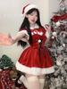 Veludo doce lingerie sexy novas roupas de Natal xaile doce cintura-apertado atmosfera Ano Novo vermelho roupão de batalha