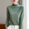 Suéter 100% lã pura feminino gola felpuda outono e inverno lã interna cashmere suéter estiloso gola alta top malha base camisa