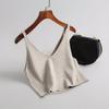 Jiawei Cor Pura Gola V Alça Curta Roupa Externa Estilosa Colete Elegante com Top Casual B9853
