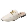 Sapatos Muller Estilo Britânico Couro Genuíno Feminino Verão 2022 Novo Mesmo Estilo do Shopping Baotou Retro ins Meia-Calça Sapatos de Meio