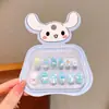 Novas Unhas Infantis Removíveis Vestíveis na Caixa para Meninas, Adesivos de Unha Removíveis, Adesivos de Unha Exquisitos de Desenho Animado, Peças de Unha