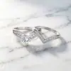 Anillo de plata de ley 925 de Tong Lin Amazon, anillo de diamantes de imitación, estilo europeo y americano, moda en forma de corazón, par de accesorios de anillo para mujer