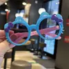 Gafas de Sol para Niños Color Gelatina Doble Lazo Niñas Gato Vacaciones Anti-UV Niños Lindos Lindos Bebé