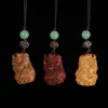 Sândalo Verde e Jacarandá Escultura Criativa Zodíaco Dragão Brincando com uma Pérola Chaveiro Pingente Casal Estilo Ornamento