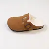 298-2 Sapatos Birkenstock de Veludo de Inverno para Mulheres, Sapatos Baixos Mula de Couro Nobuck Retrô Quentes de Lã, Sapatos Preguiçosos